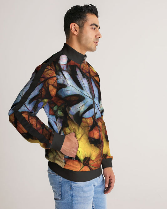 Mid October Leaves Men's Stripe-Sleeve Track Jacket