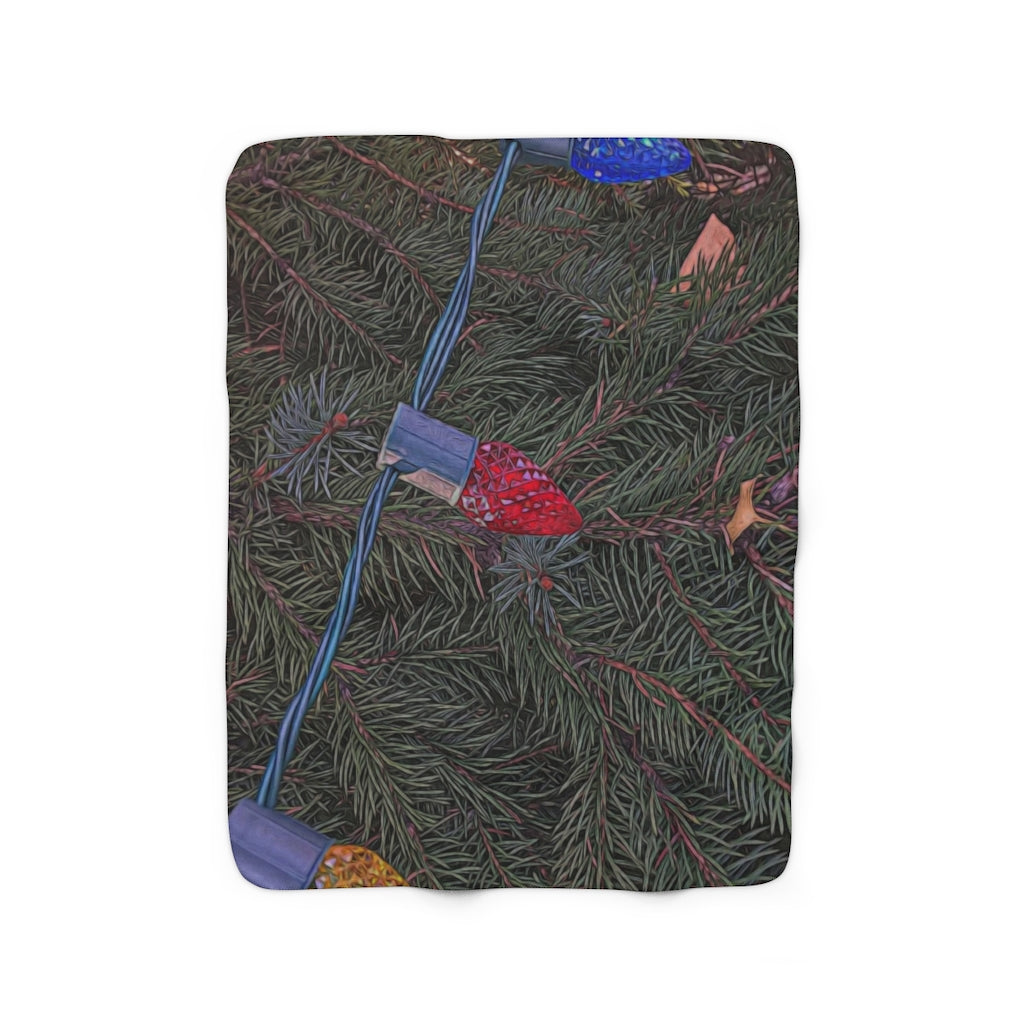 Christmas Lights on the Tree Sherpa Fleece Blanket