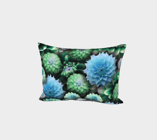 Blue Green Dahlias Bed Pillow Sham