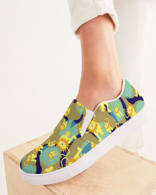 Lion Pattern Women's Slip-On Canvas Shoe