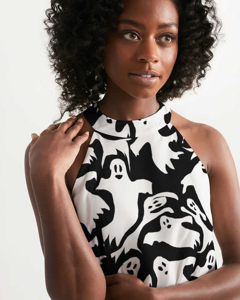 Ghosts Pattern Women's Halter Dress