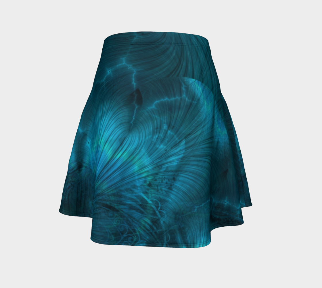 Blue Metallic Fractal Flare Skirt