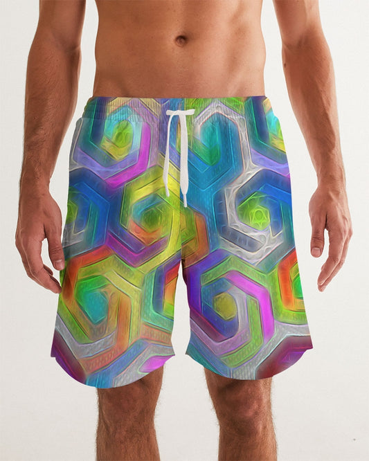 Colorful Hexagons Men's Swim Trunk