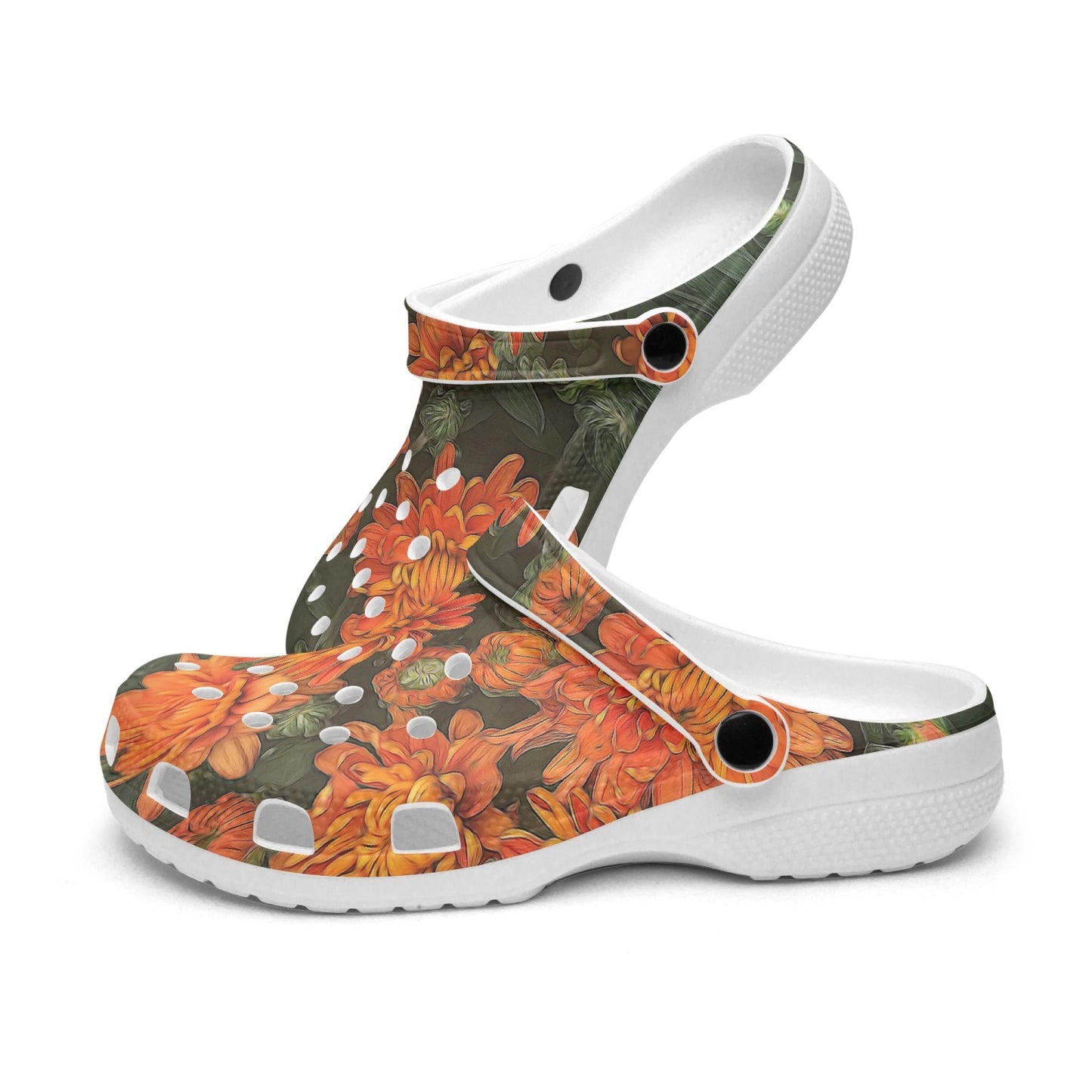 Orange Fall Mums 413. All Over Printed Clogs