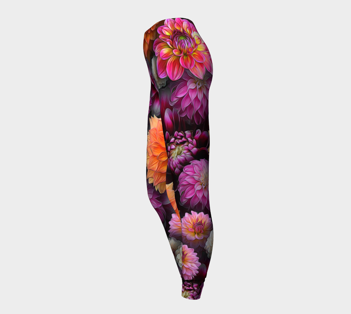 Pink Dahlias Collage Leggings