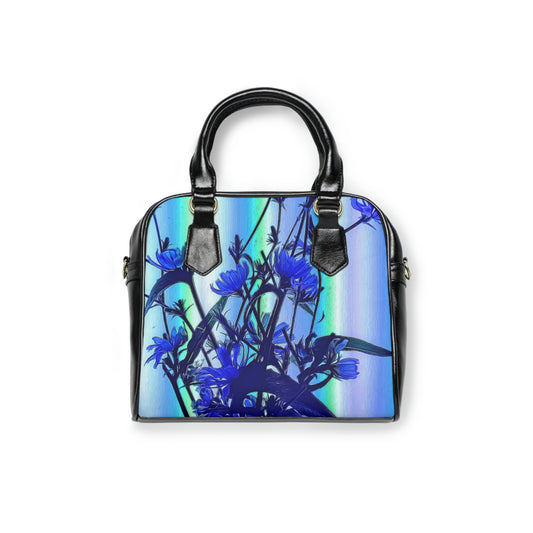 Blue Wildflowers with Backlight Shoulder Handbag