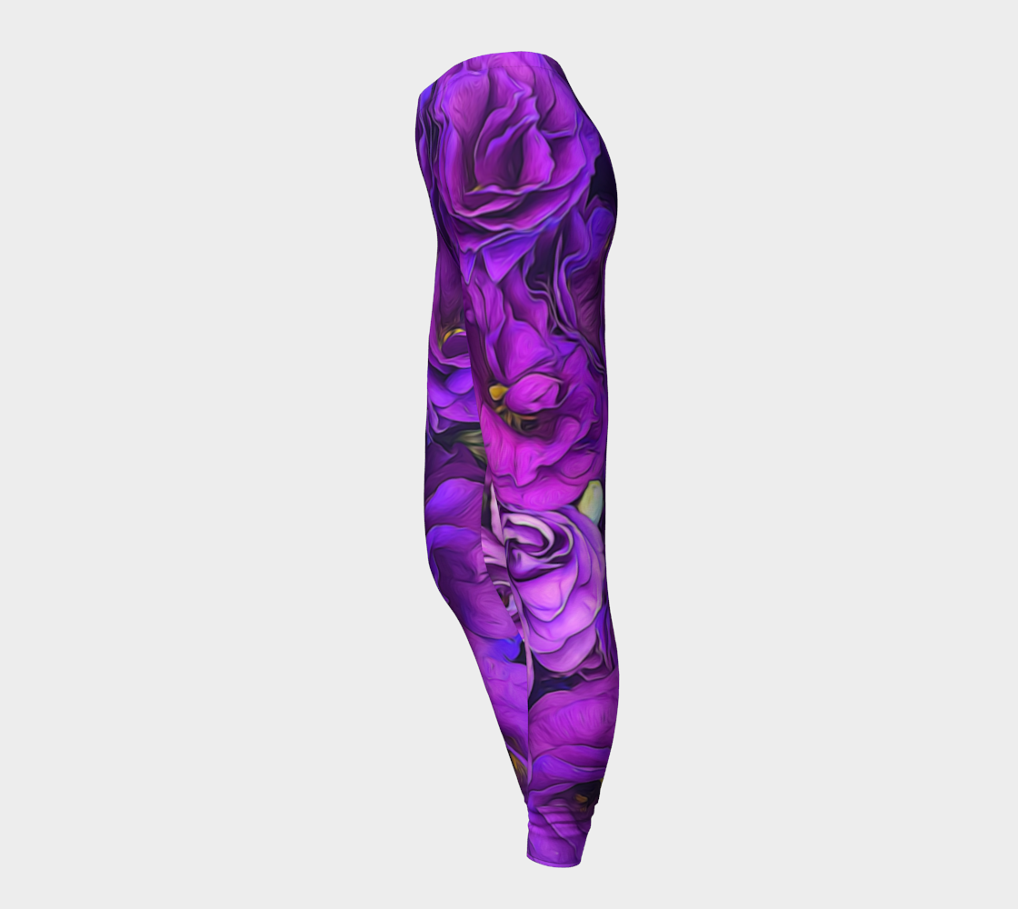 Purple Lisianthus Flowers Leggings