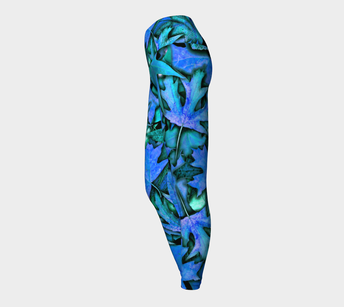 Blue Fall Leaves Yoga Leggings