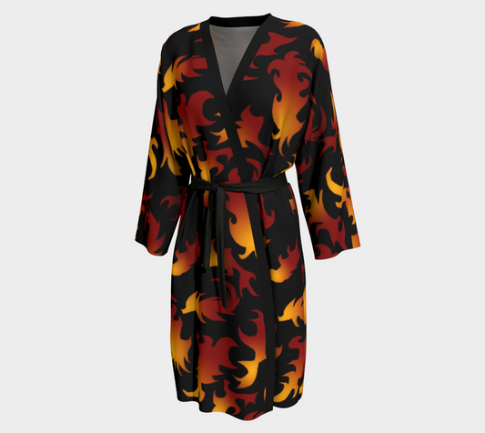 Abstract Flames Pattern Peignoir