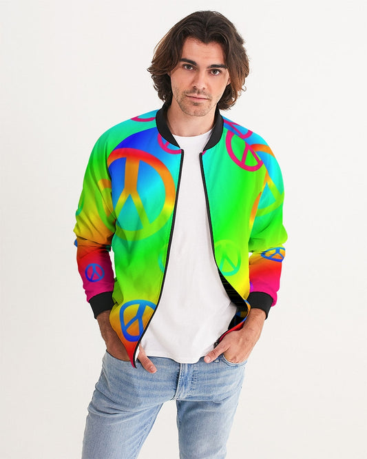 Rainbow Peace Signs Men's Bomber Jacket