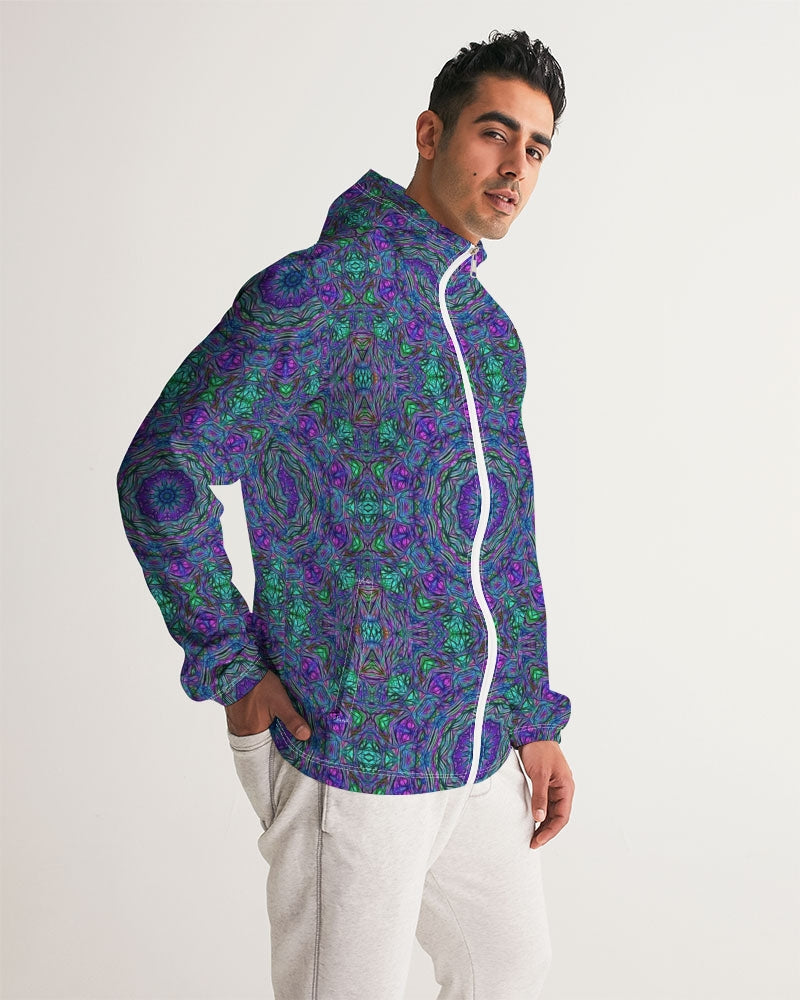 Blue Green Purple Kaleidoscope Men's Windbreaker