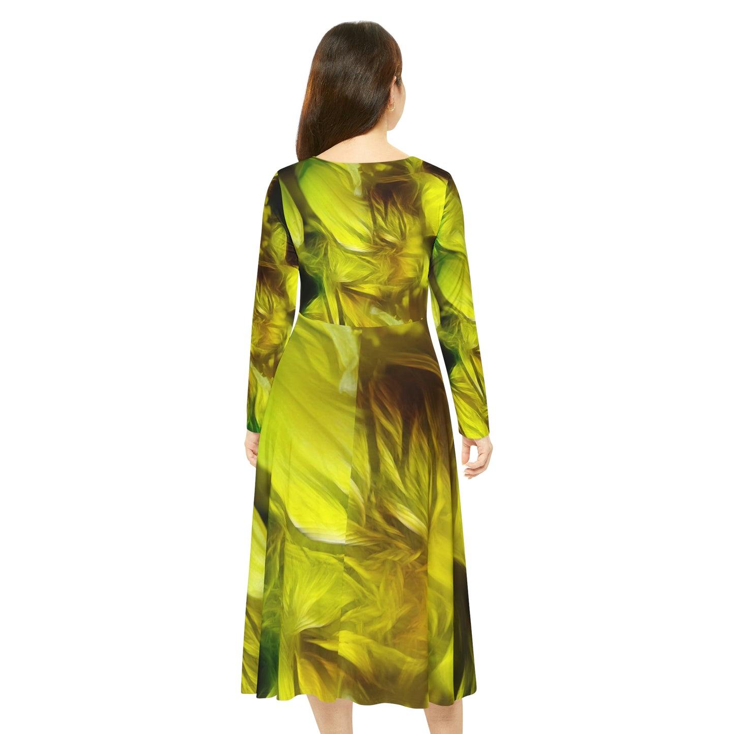 Yellow Daffodils Women's Long Sleeve Dance Dress