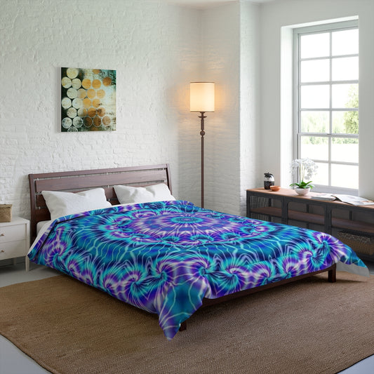 Blue and Purple Tie Dye Kaleidoscope Comforter