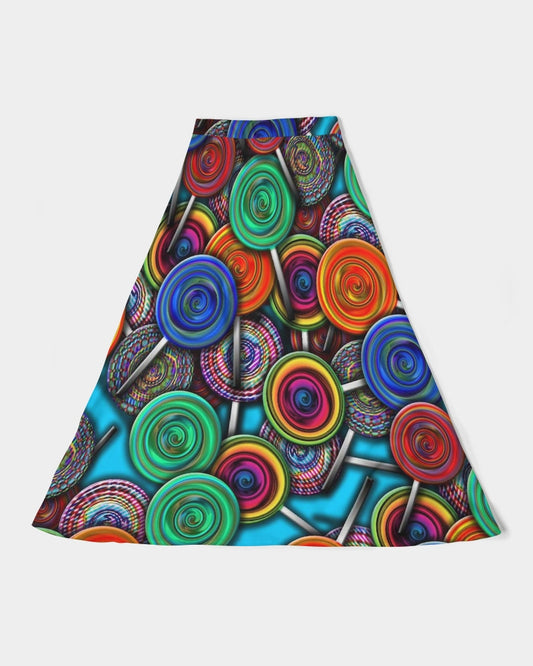 Colorful Lollipops Women's A-Line Midi Skirt
