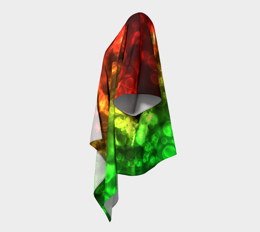 Red Green Bokeh Light Draped Kimono