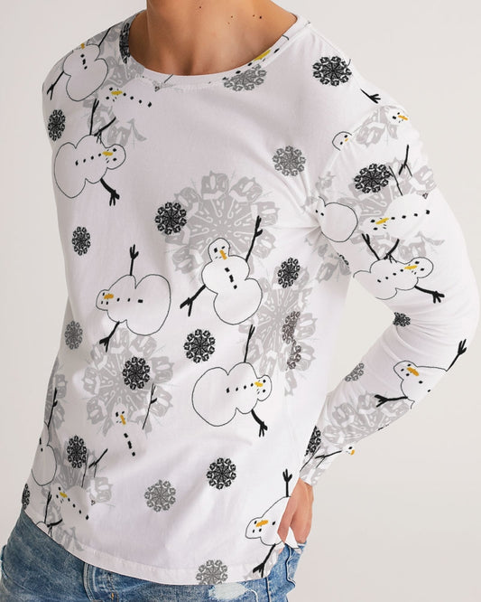 Snowman Pattern Men's Long Sleeve Tee
