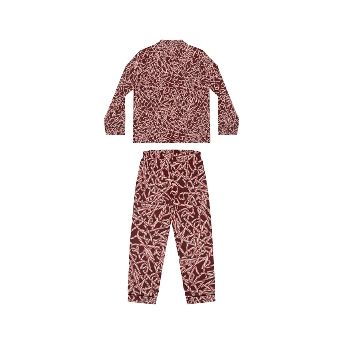 Candy Cane Pattern Women's Satin Pajamas (AOP)