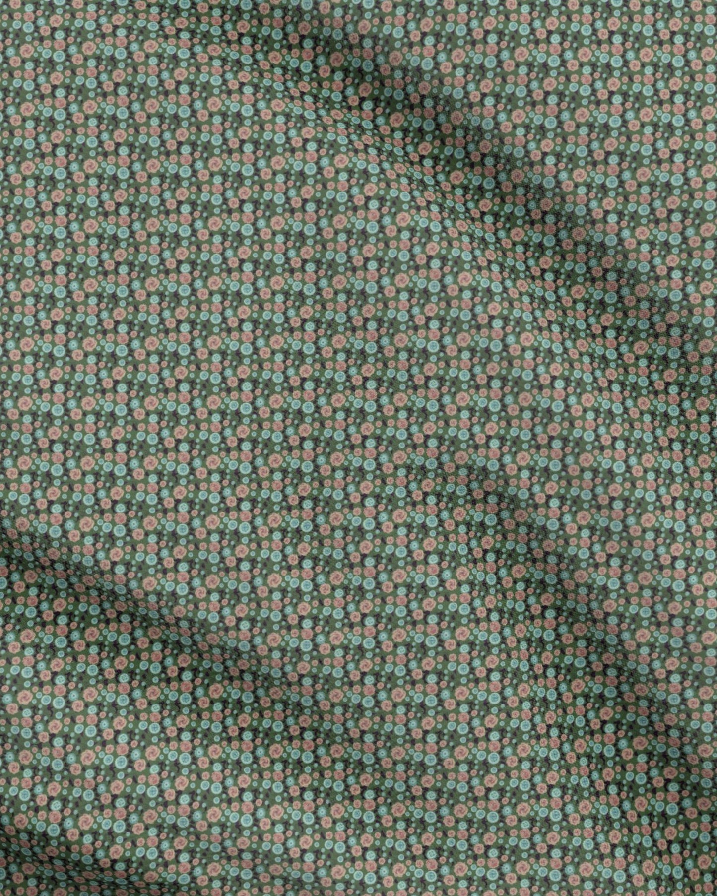 Earthy Peach and Turquoise Flower Pattern Fabric