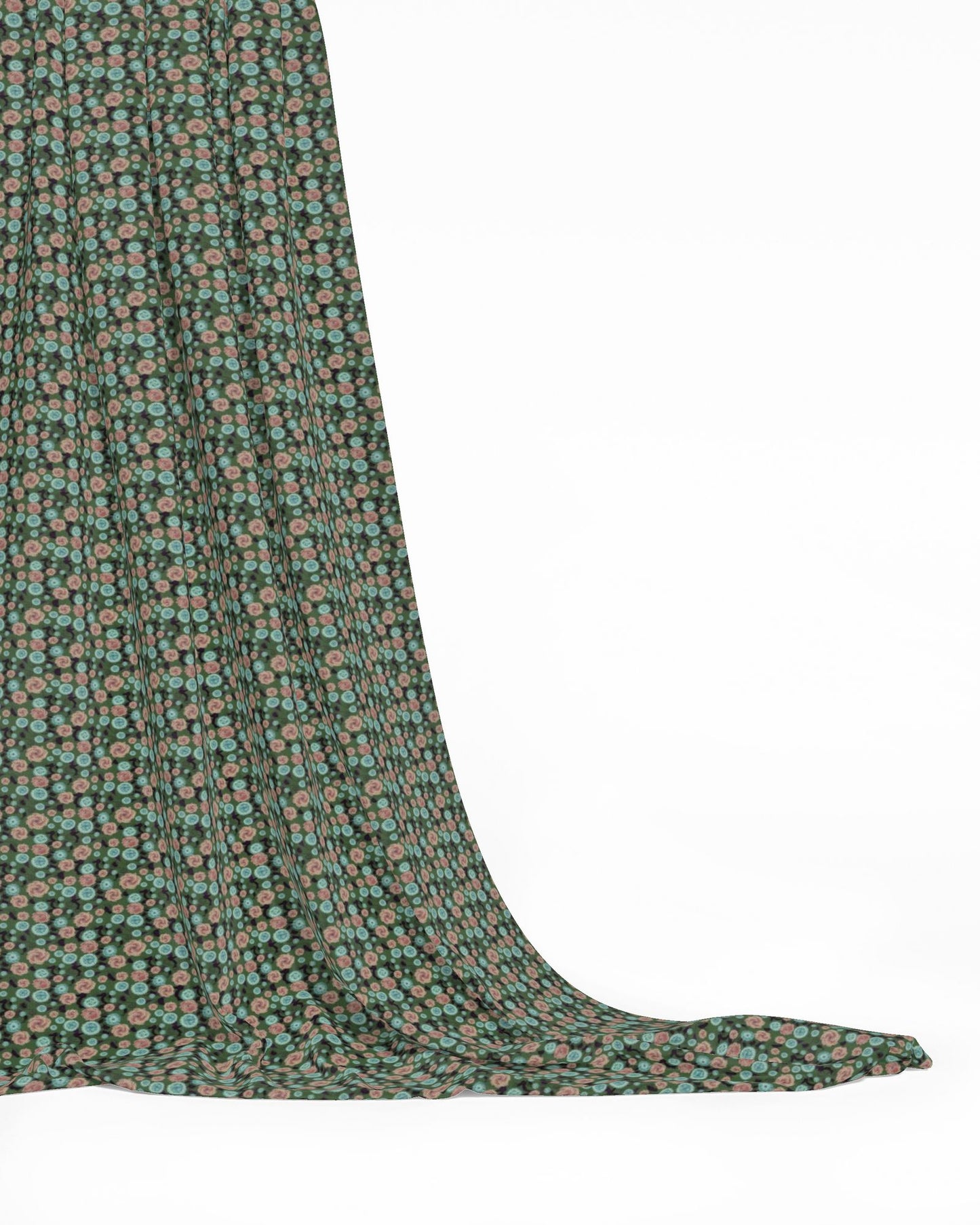 Earthy Peach and Turquoise Flower Pattern Fabric