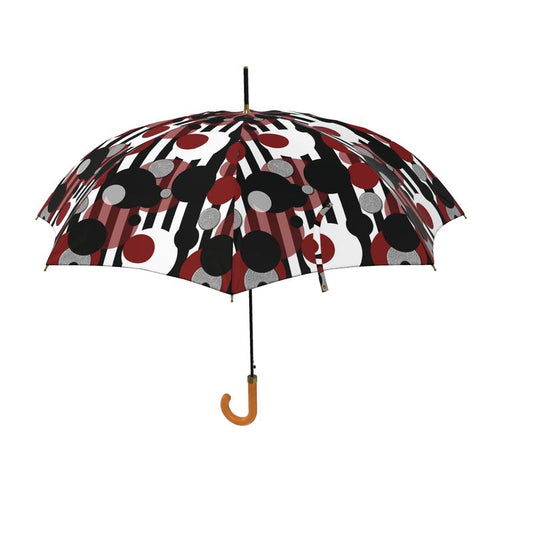 Black White Stripes Red Dots Umbrella