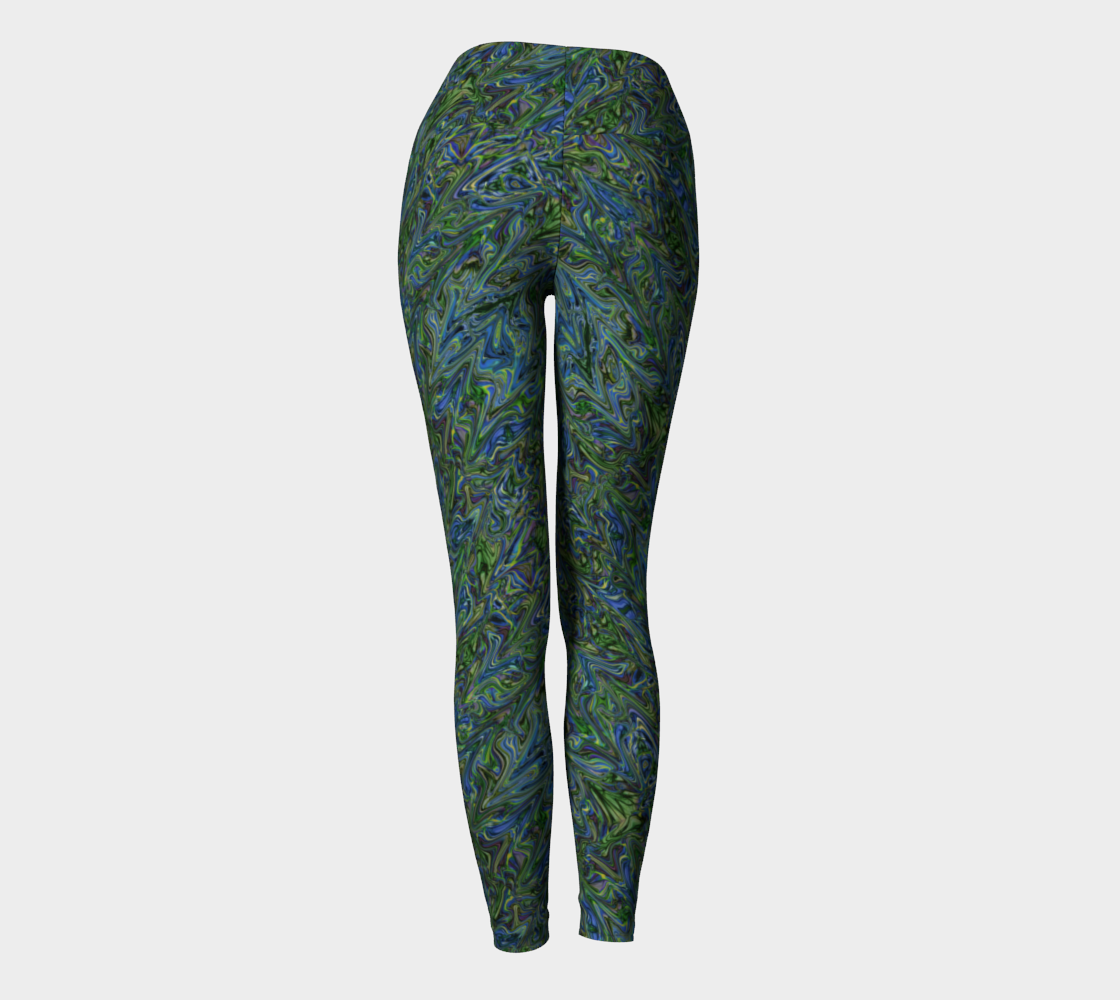 Blue Green Liquid Swirl Yoga Leggings