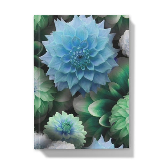 Blue Green Dahlias Hardback Journal