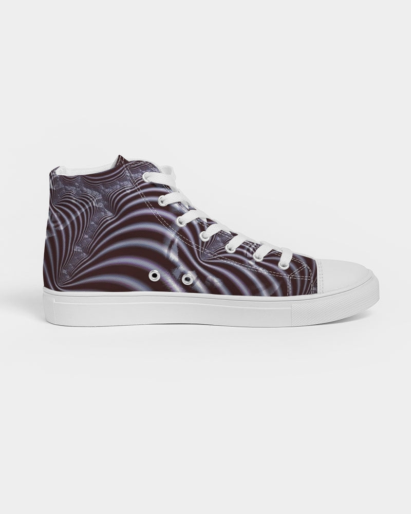 Black and White Spiral Fractal Women's Hightop Canvas Shoe