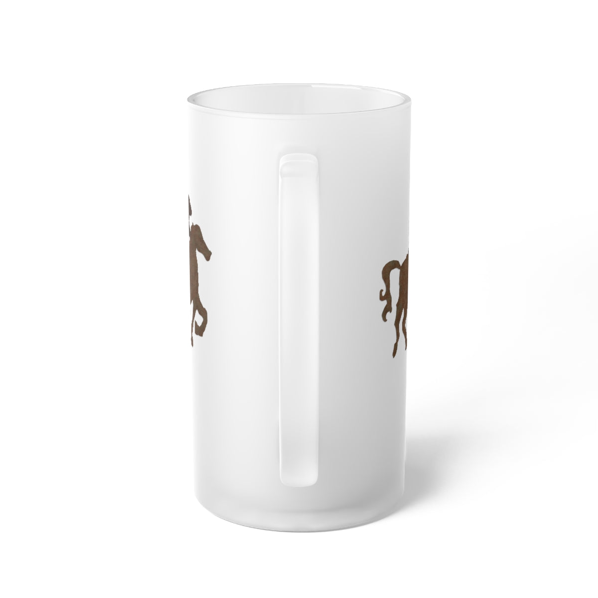 Cowboy On Horseback Frosted Glass Beer Mug
