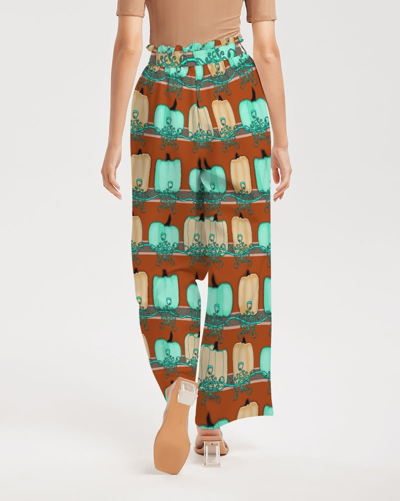 Blue Green Pumpkins Women's High-Rise Wide Leg Pants