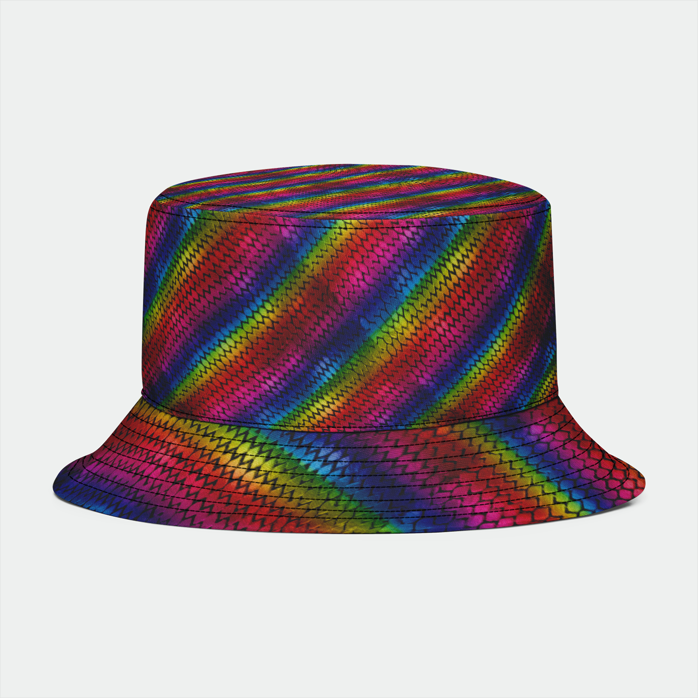 Diagonal Rainbow Dragon Scales Bucket Hat