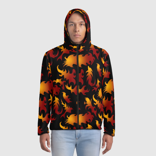 Abstract Flames Pattern Unisex Windbreaker