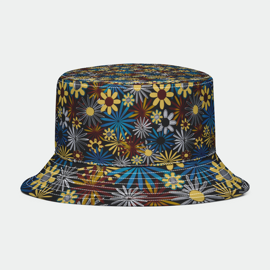 Dark Gray Daisies Bucket Hat