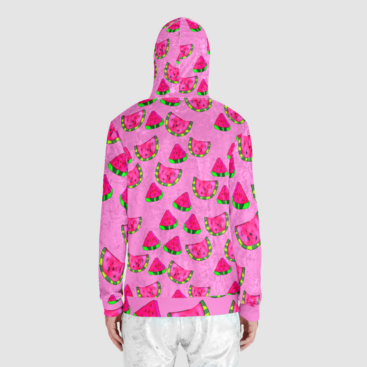 Watermelon Pattern Unisex Zip Relaxed Velvet Hoodie