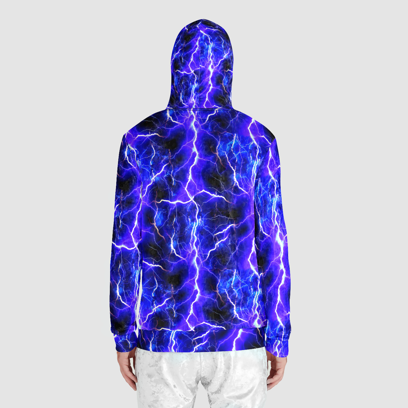 Blue Lightning Unisex Zip Relaxed Velvet Hoodie