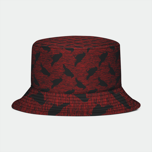 Ravens On Red Pattern Bucket Hat
