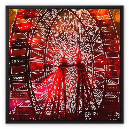 Bokeh Light Ferris Wheel Framed Canvas