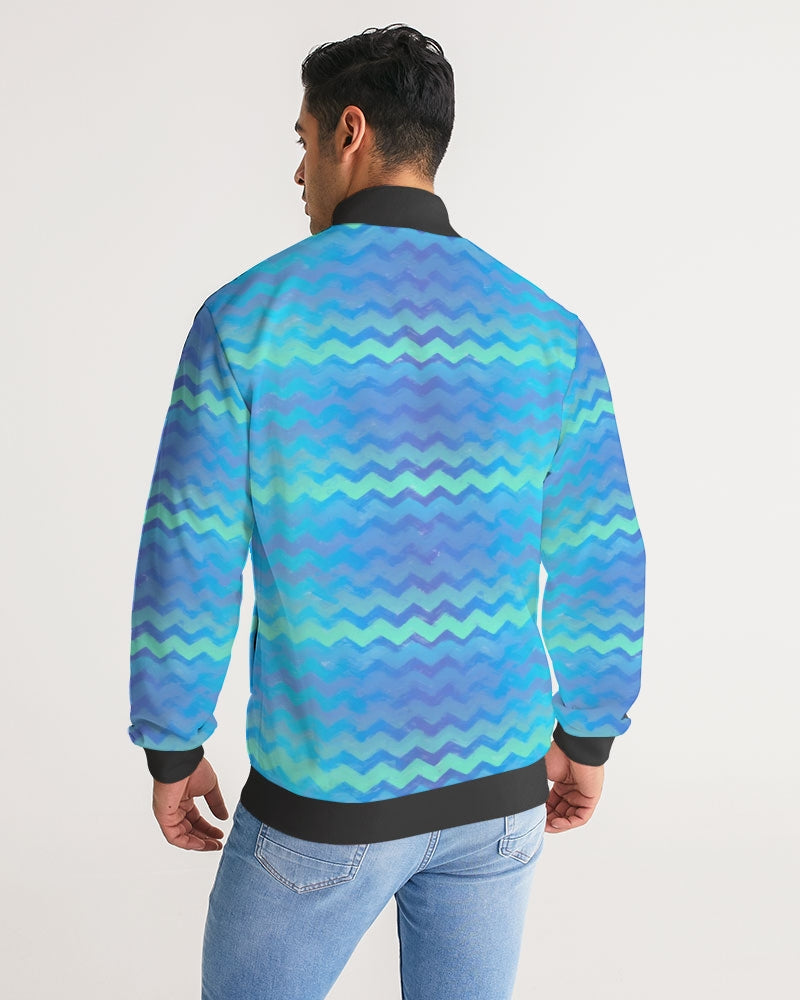 Mermaid Stripes Men's Stripe-Sleeve Track Jacket