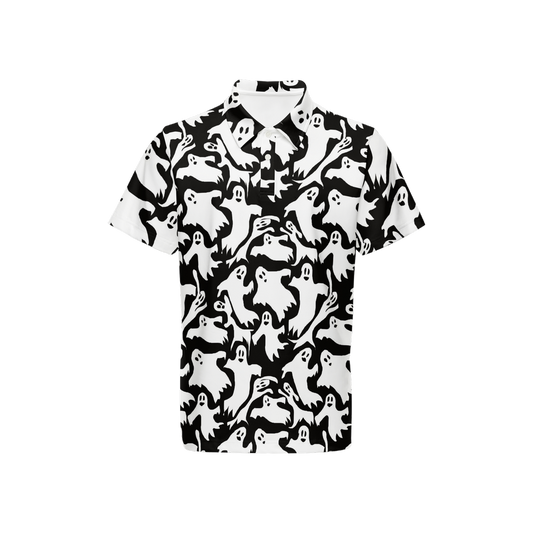 Ghosts Pattern Men’s Classic Fit Short-Sleeve Polo Shirt-Heavyweight 225g