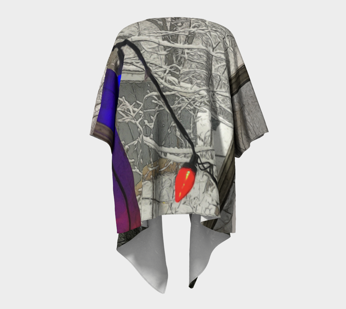 Snowy holiday Draped Kimono