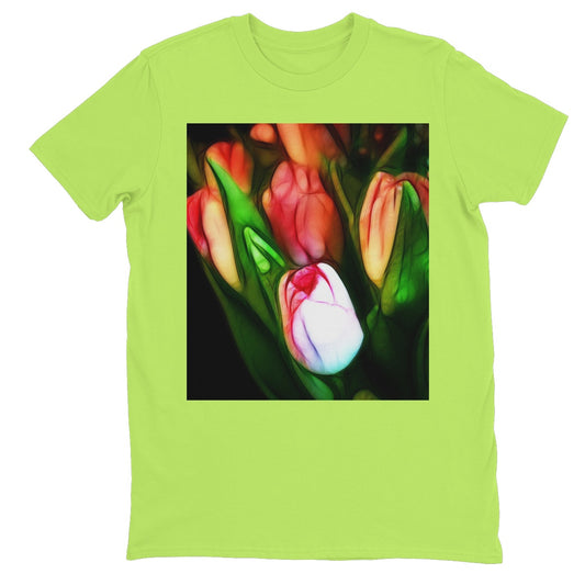 Pink Tulips Unisex Neon T-Shirt