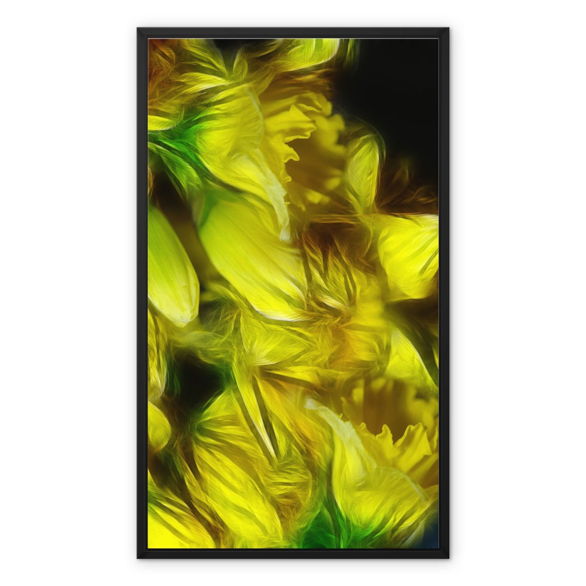 Abstract Yellow Daffodils Framed Canvas