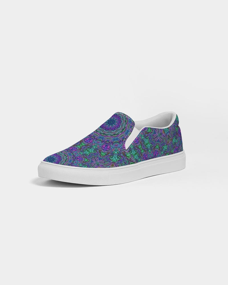 Blue Green Purple Kaleidoscope Women's Slip-On Canvas Shoe