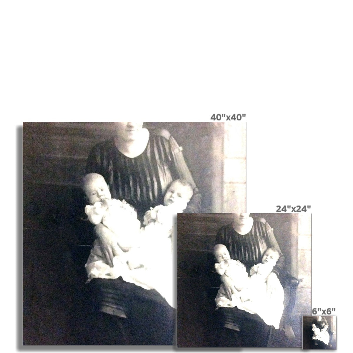 Early 1900s Mother and Twins Fine Art Print