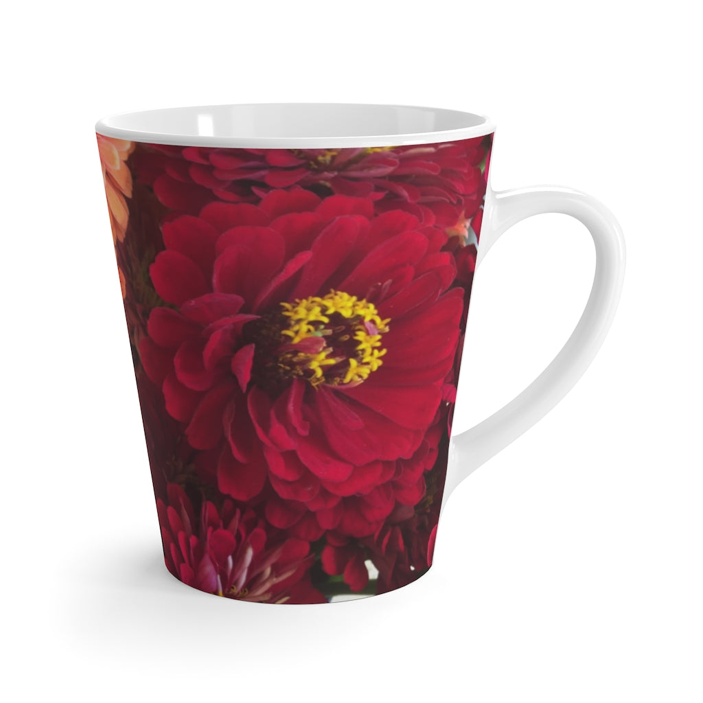Peach and Pink Zinnias Latte Mug
