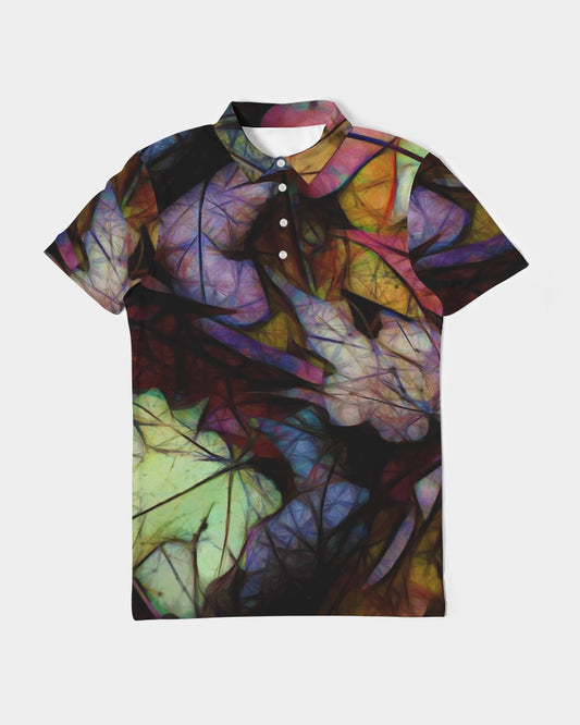 Fall Leaves Abstract Men's Slim Fit Short Sleeve Polo
