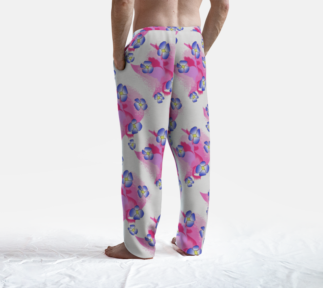 Blue Flowers on Pink Lounge Pants