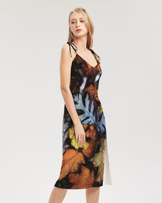 Mid October Leaves Women's Tie Strap Split Dress