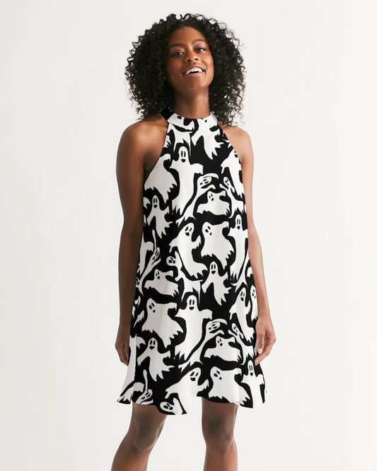 Ghosts Pattern Women's Halter Dress