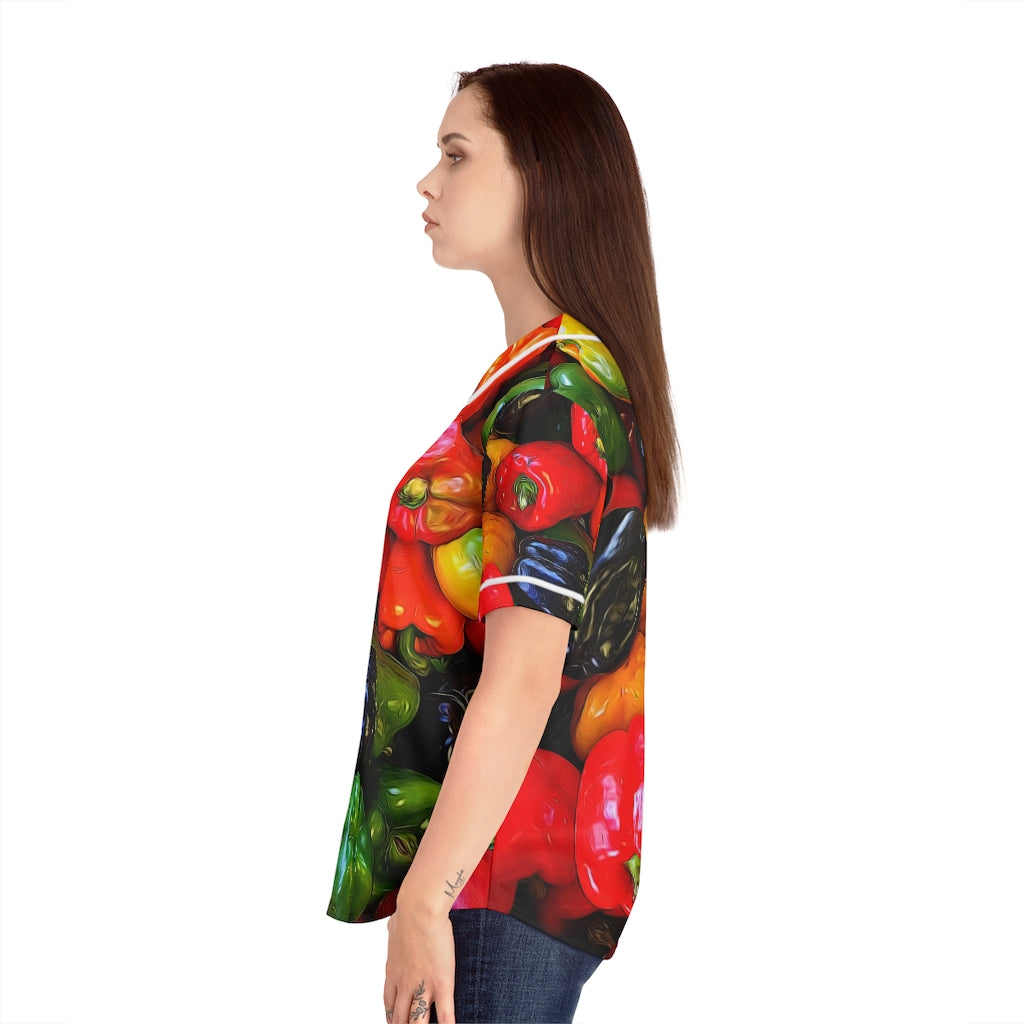 Colorful Bell Peppers Women's Baseball Jersey (AOP)