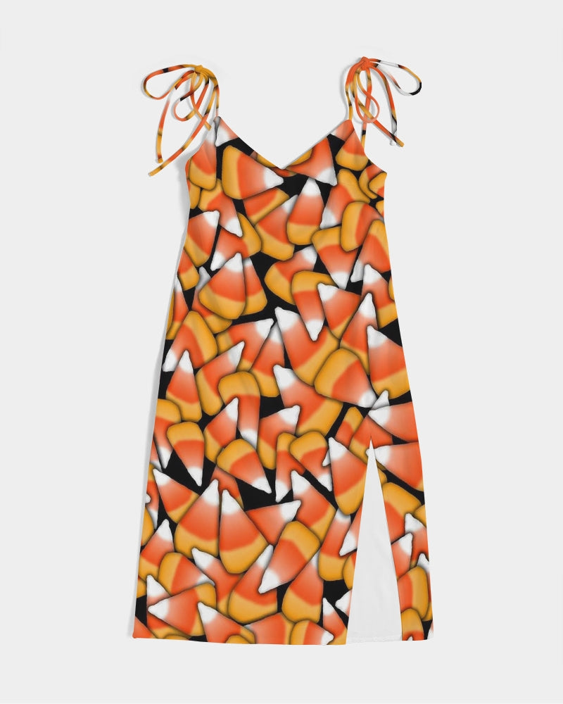 Candy Corn Pattern Women's Tie Strap Split Dress